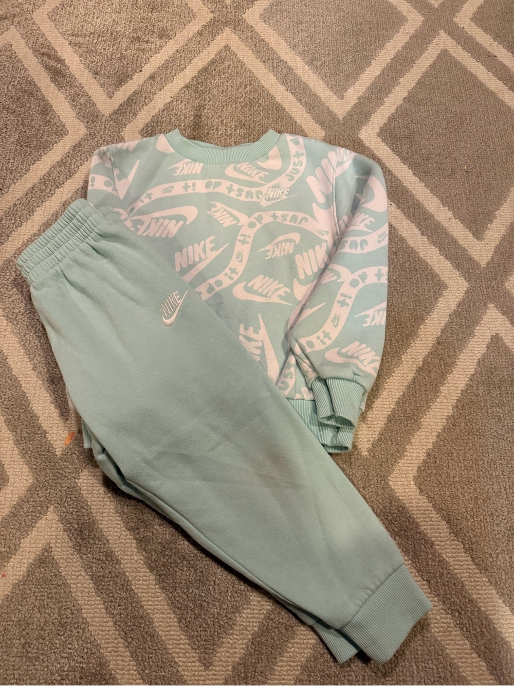 Nike Kids Mint Green Jogger set with White Logo